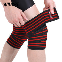 Load image into Gallery viewer, AOLIKES 1PCS 180*8CM Fitness WeightLifting Leg Knee Compression Straps Wraps Elastic Bandages Poverlifting Squats Training